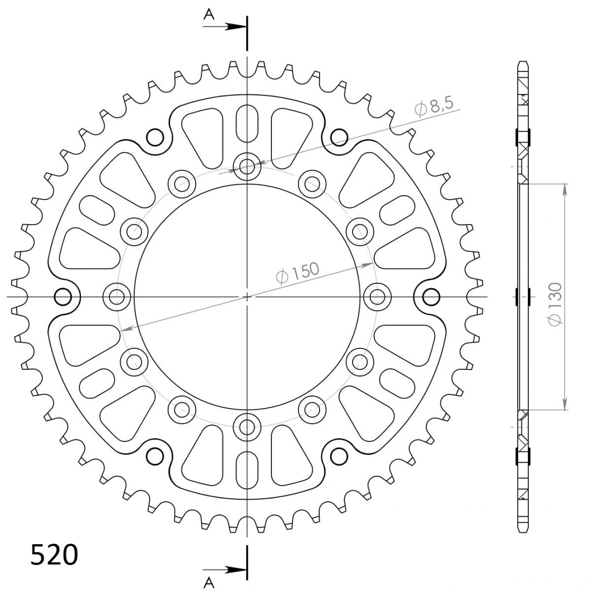 REAR STEALTH 51T, GOLD, 520