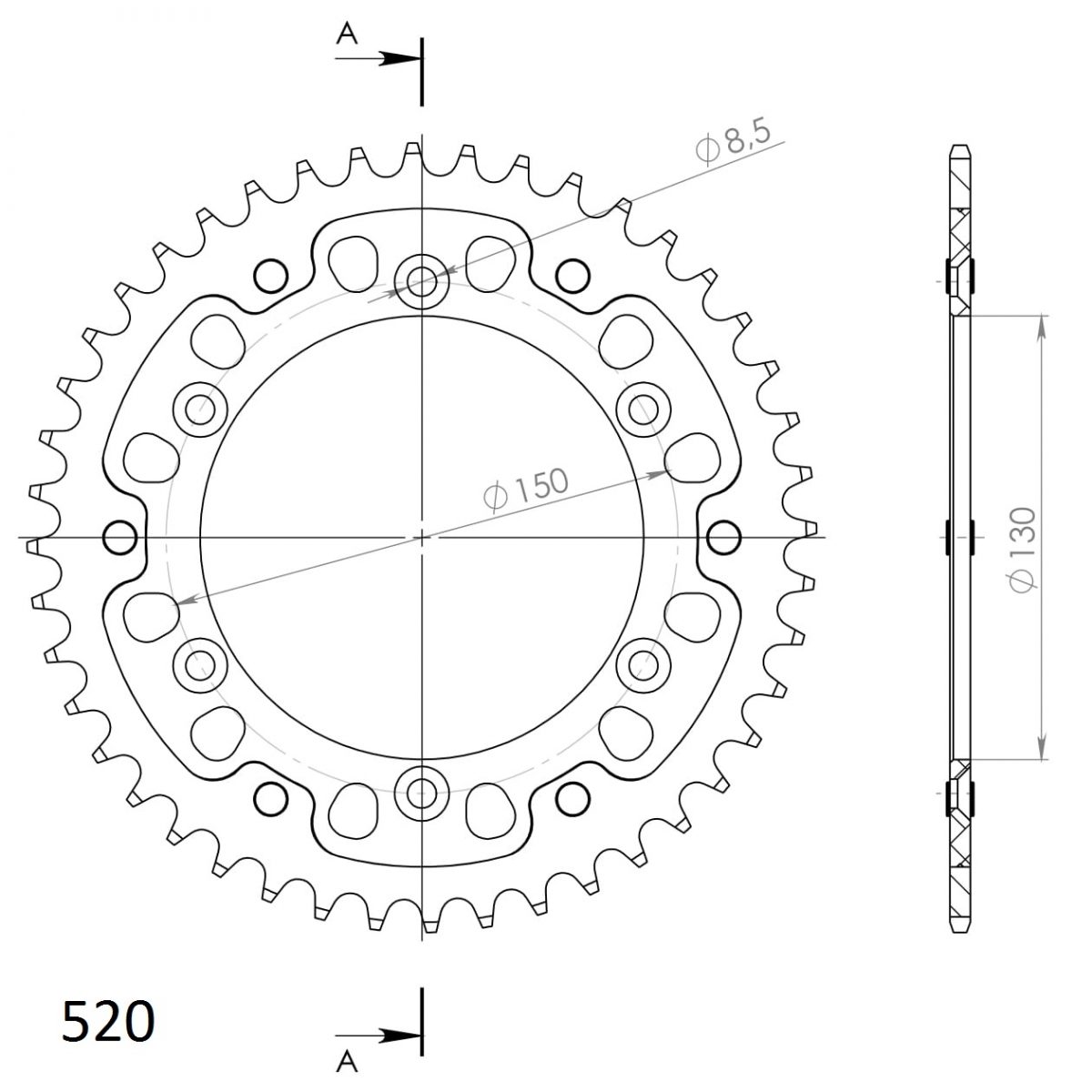 REAR STEALTH 44T, GOLD, 520