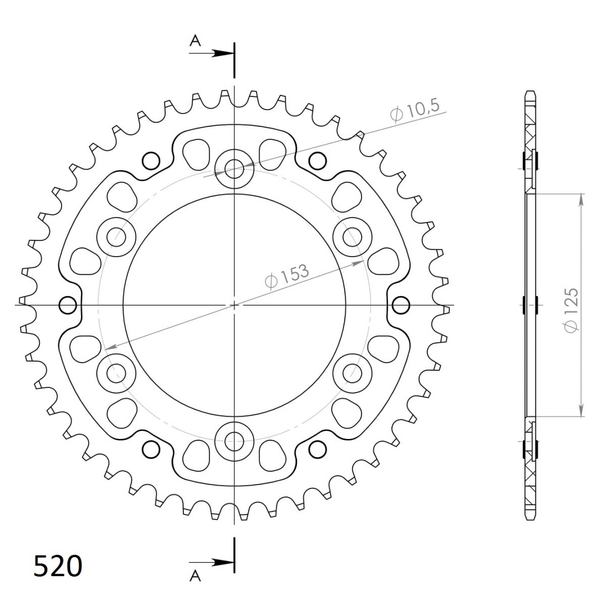 REAR STEALTH 46T, GOLD, 520