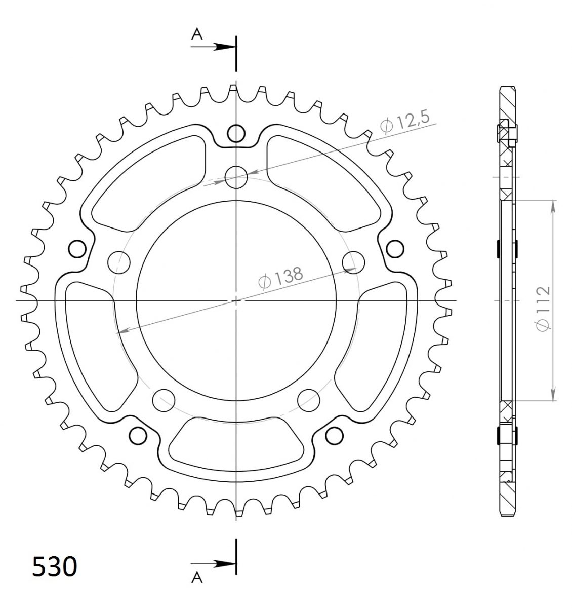 REAR STEALTH 47T, GOLD, 530