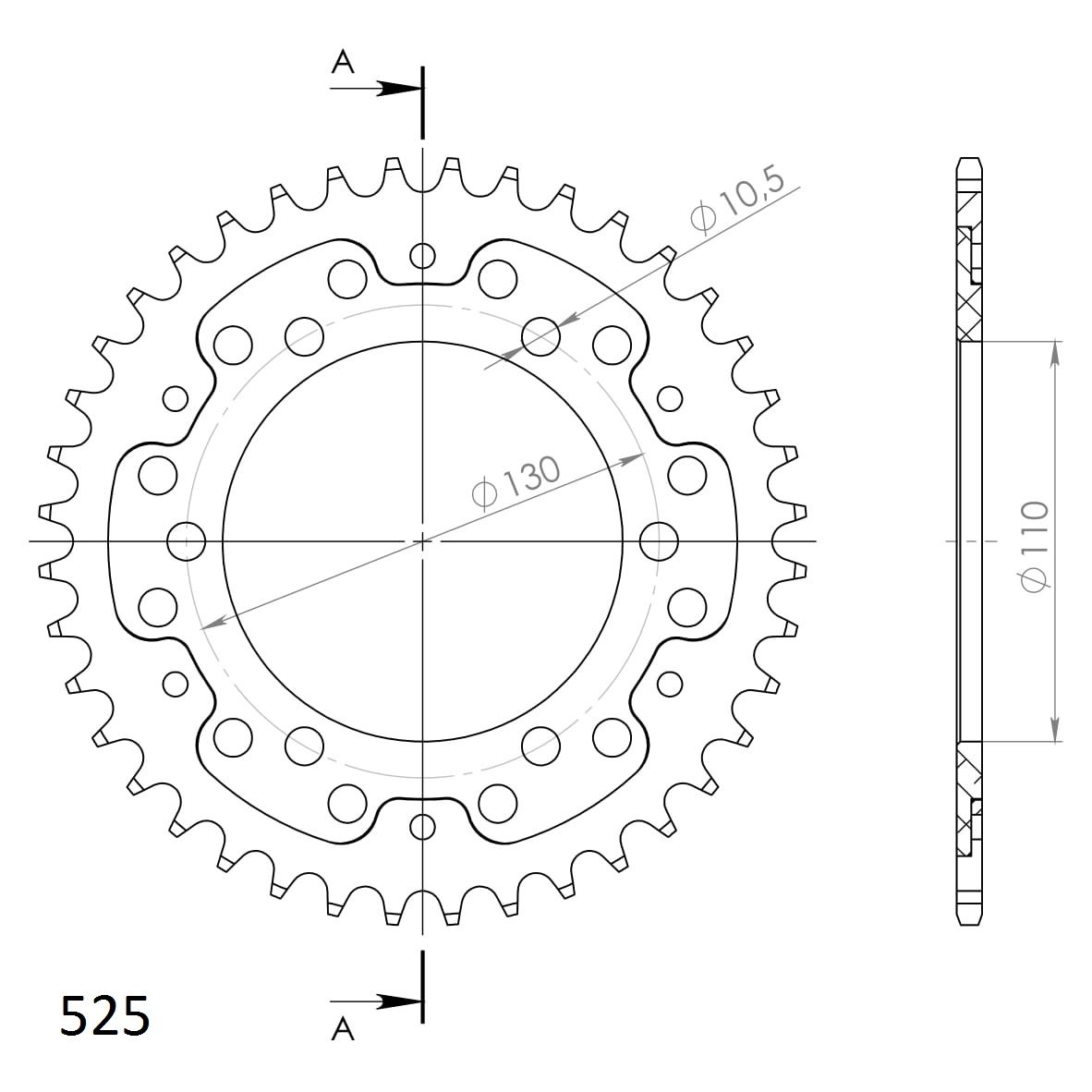 REAR STEALTH 41T, GOLD, 525