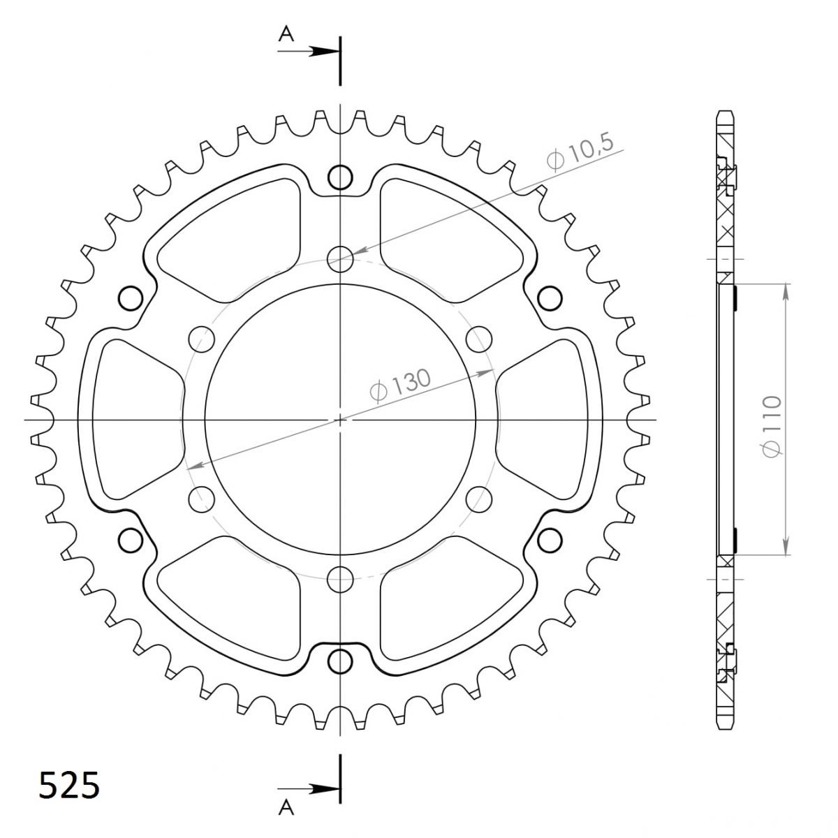 REAR STEALTH 45T, SILVER, 525