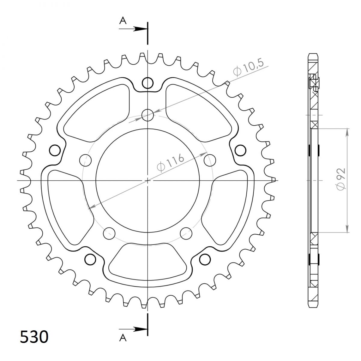 REAR STEALTH 43T, GOLD, 530