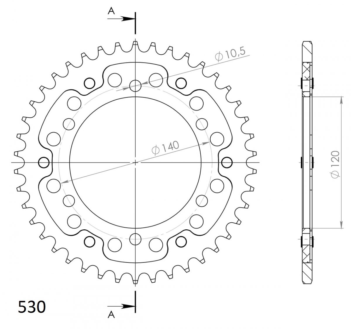REAR STEALTH 42T, RED, 530