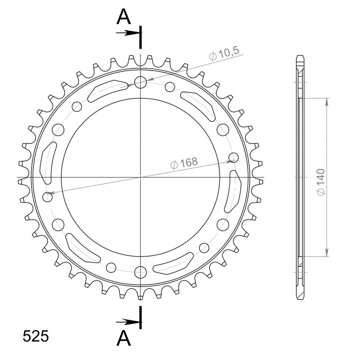 REAR STEALTH 49T, GOLD, 525