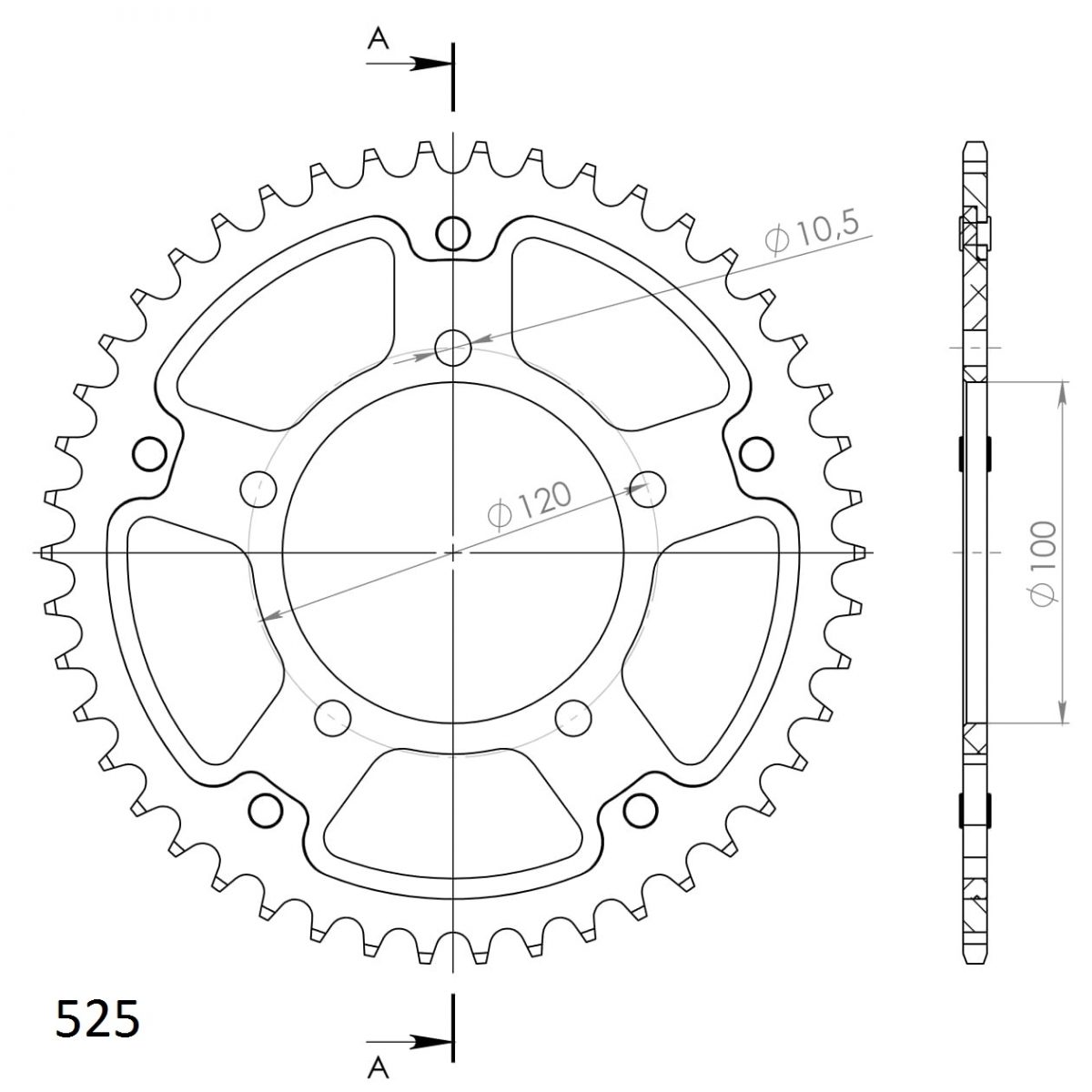 REAR STEALTH 46T, GOLD, 525