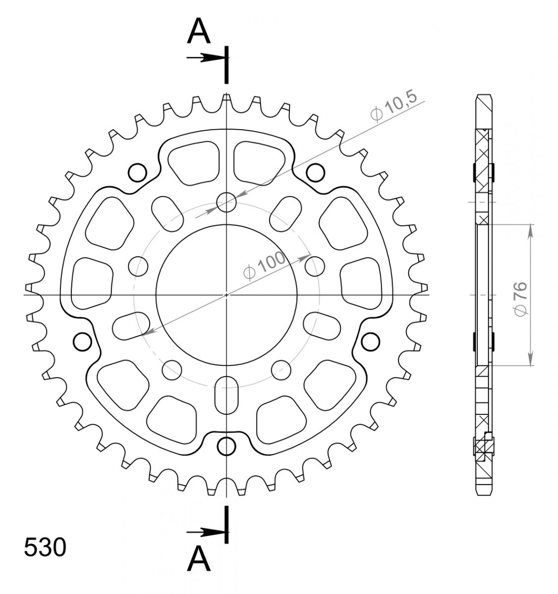 REAR STEALTH 41T, GOLD, 530