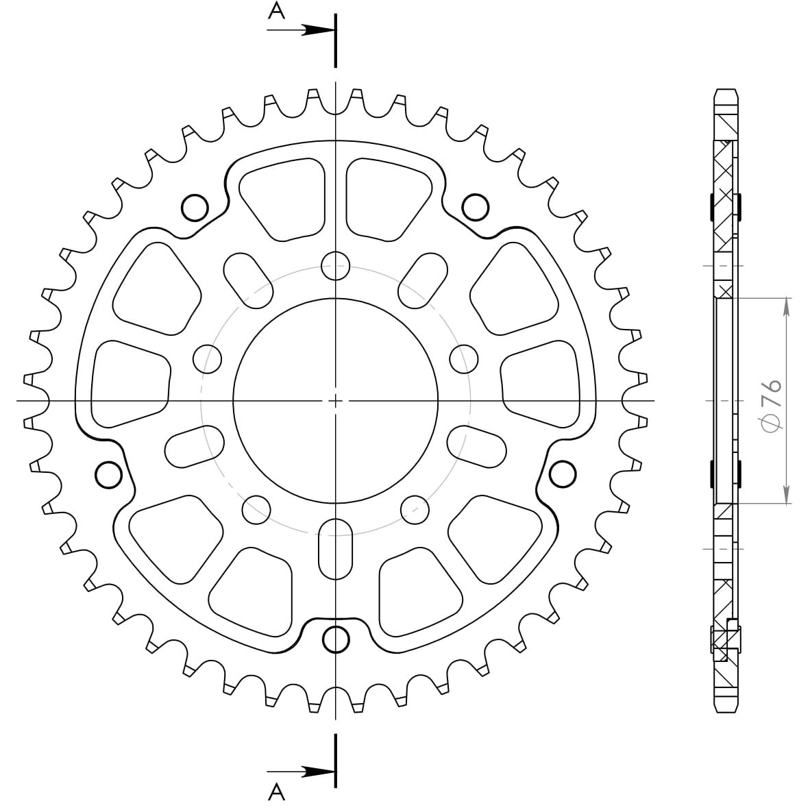 REAR STEALTH 43T, GOLD, 530