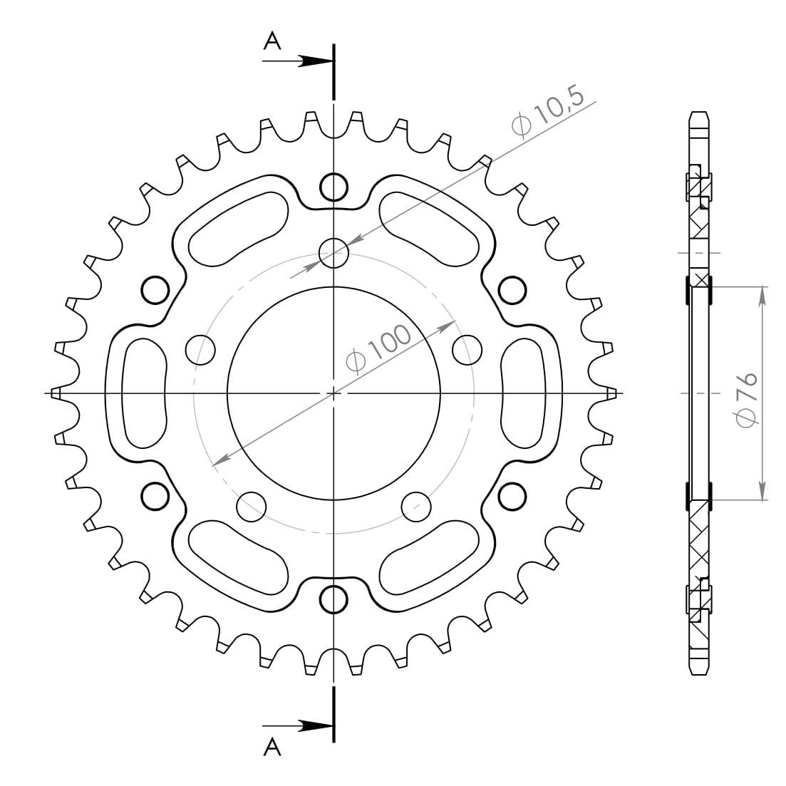 REAR STEALTH 39T, GOLD, 525