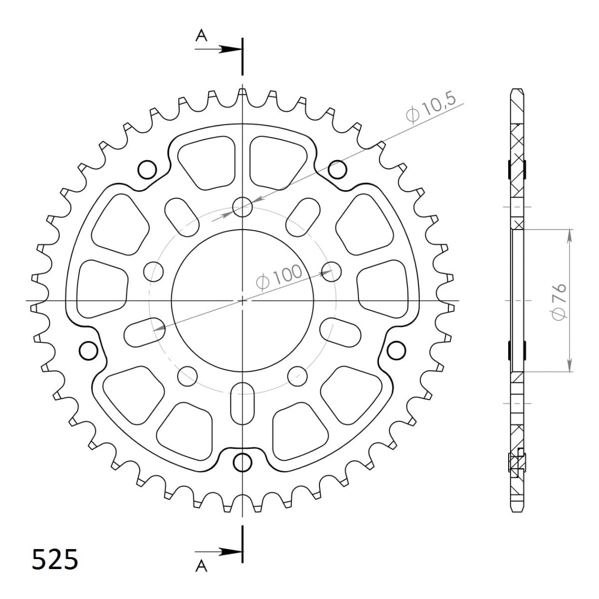REAR STEALTH 42T, GOLD, 525