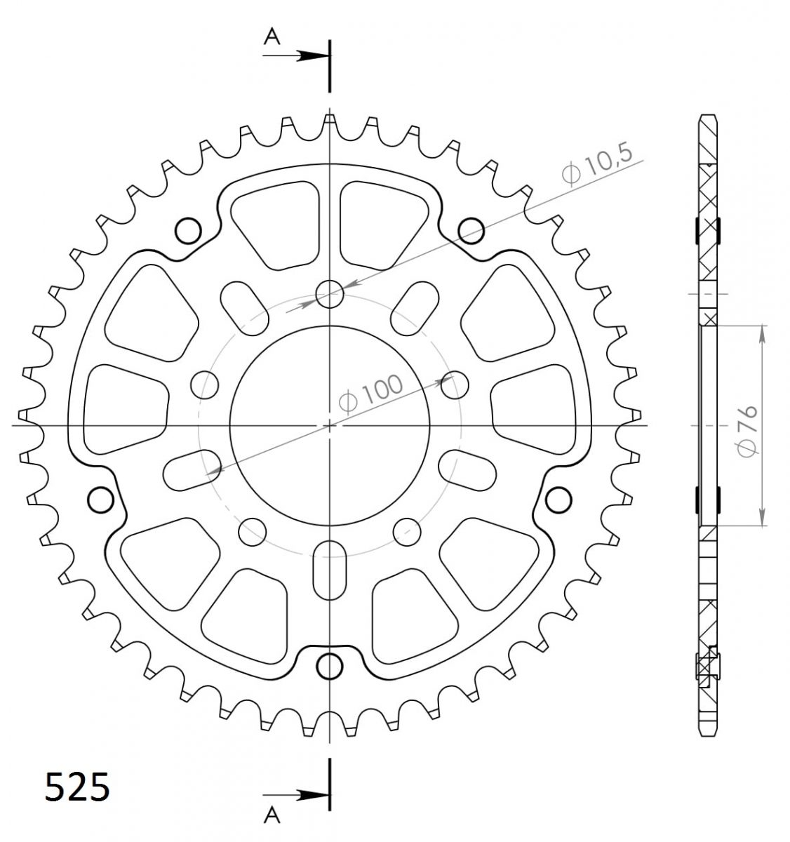 REAR STEALTH 45T, GOLD, 525
