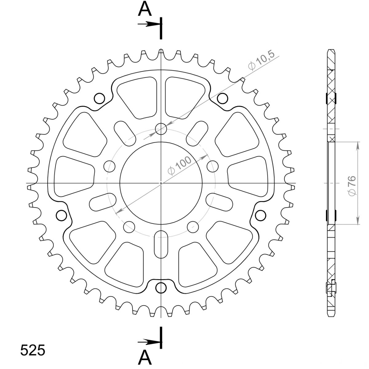 REAR STEALTH 47T, GOLD, 525