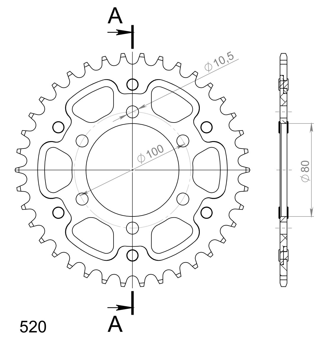 REAR STEALTH 40T, GOLD, 520