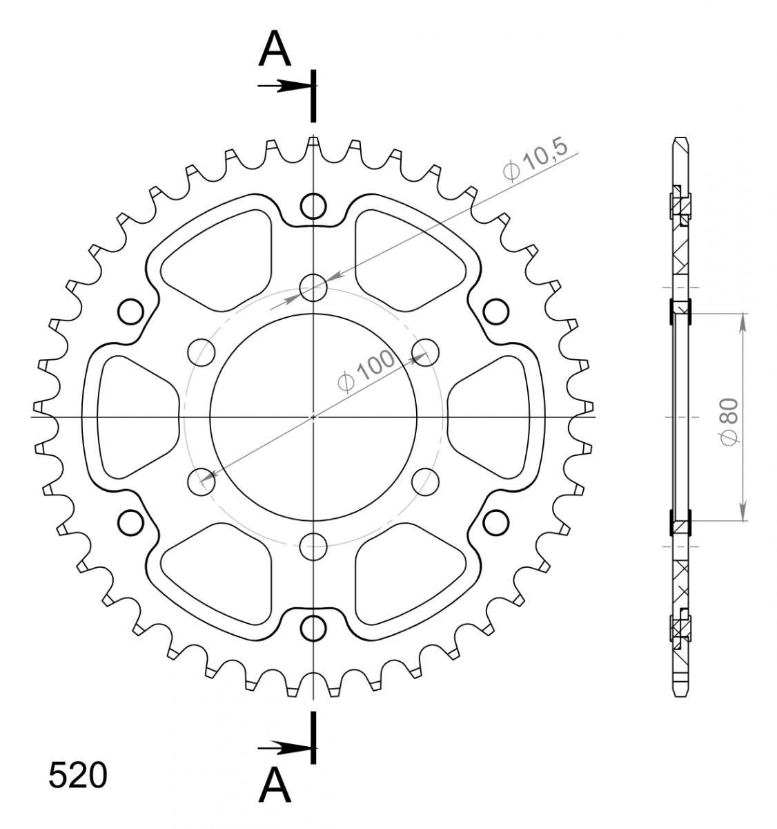 REAR STEALTH 41T, GOLD, 520