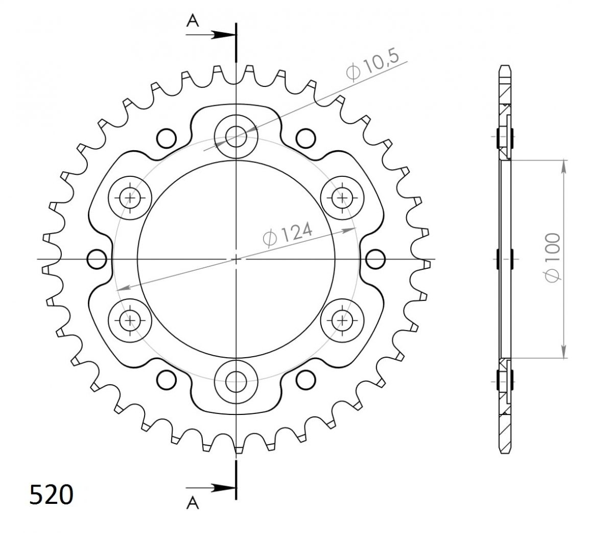 REAR STEALTH 37T, GOLD, 520