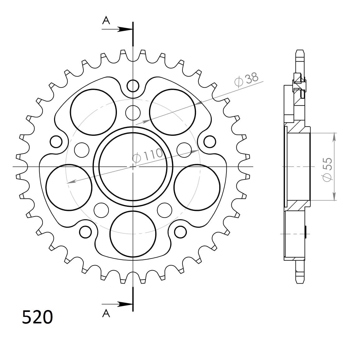 REAR STEALTH 36T, SILVER, 520 foto 2