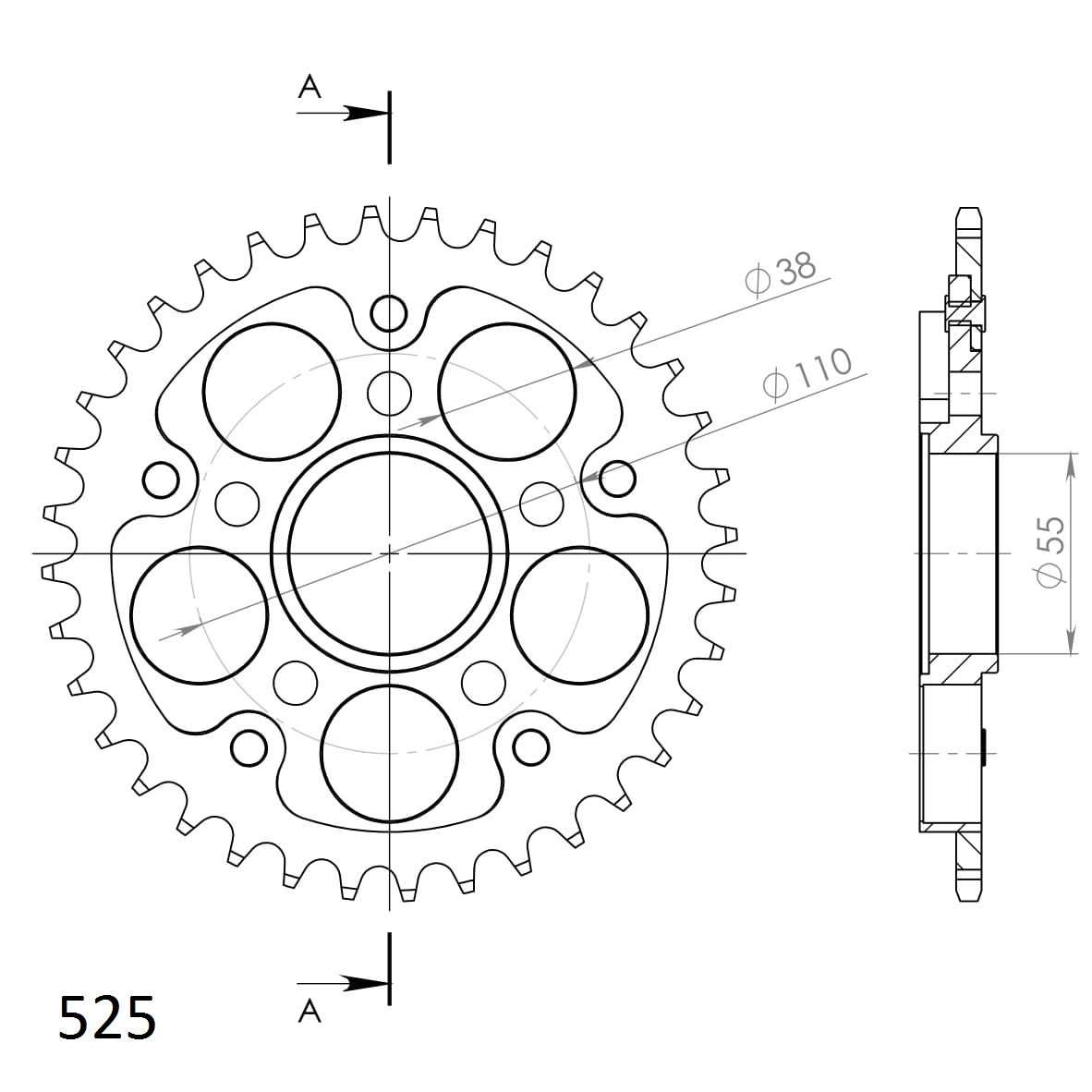 REAR STEALTH 37T, GOLD, 525