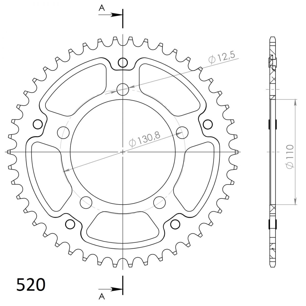 REAR STEALTH 44T, GOLD, 520