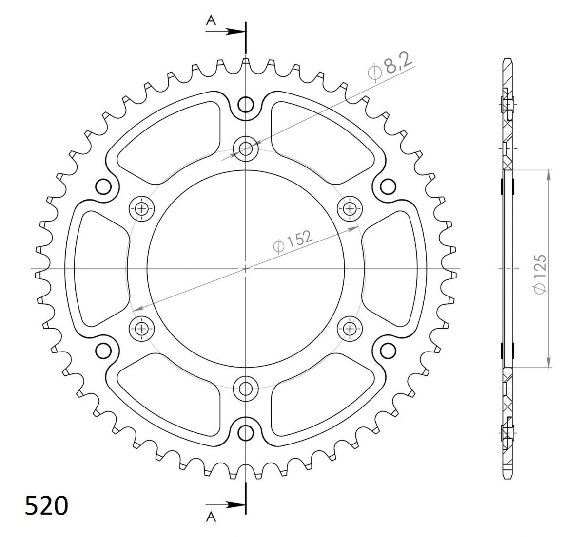 REAR STEALTH 49T, GOLD, 520