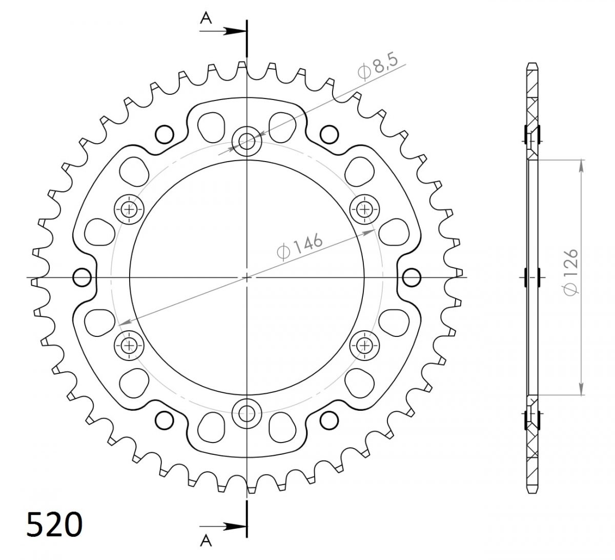 REAR STEALTH 43T, GOLD, 520