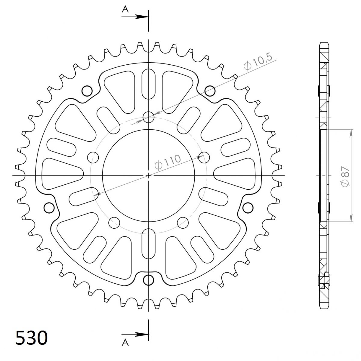 REAR STEALTH 46T, GOLD, 530