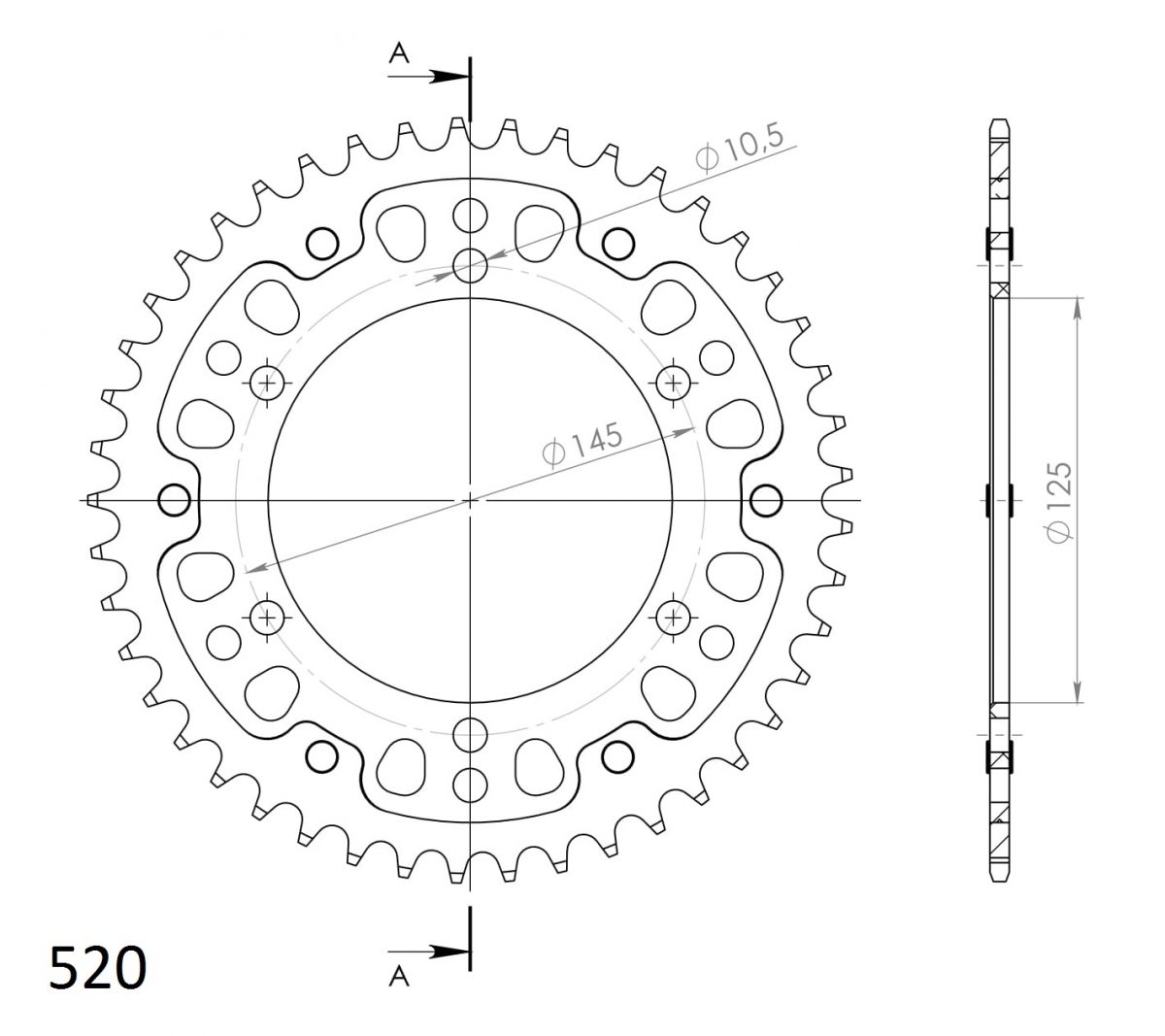 REAR STEALTH 45T, GOLD, 520