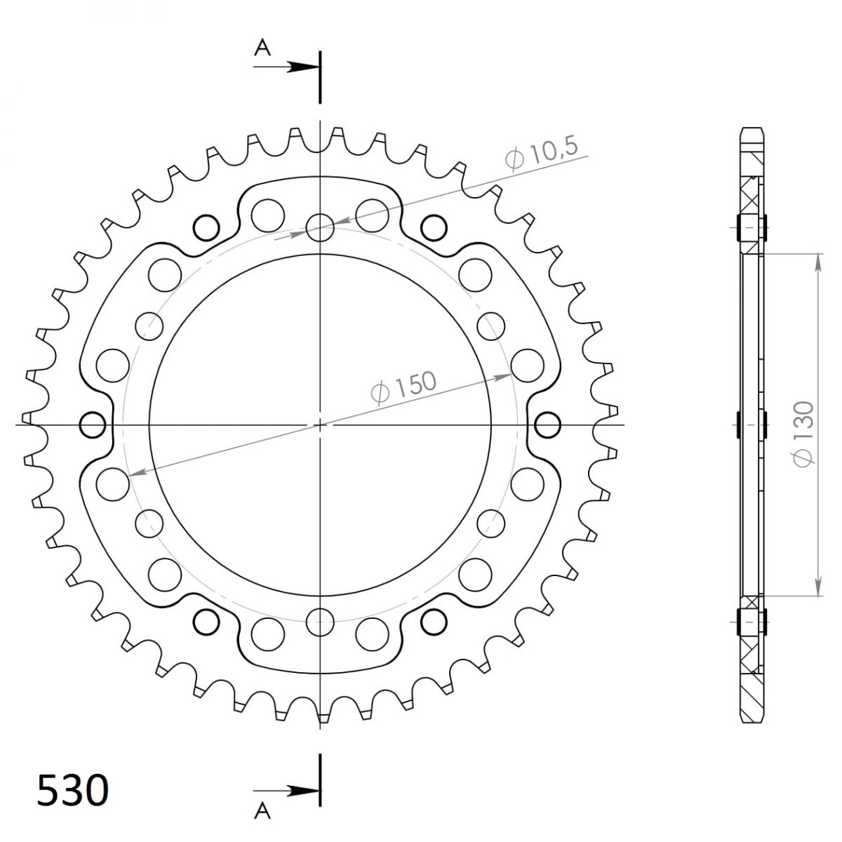 REAR STEALTH 43T, GOLD, 530