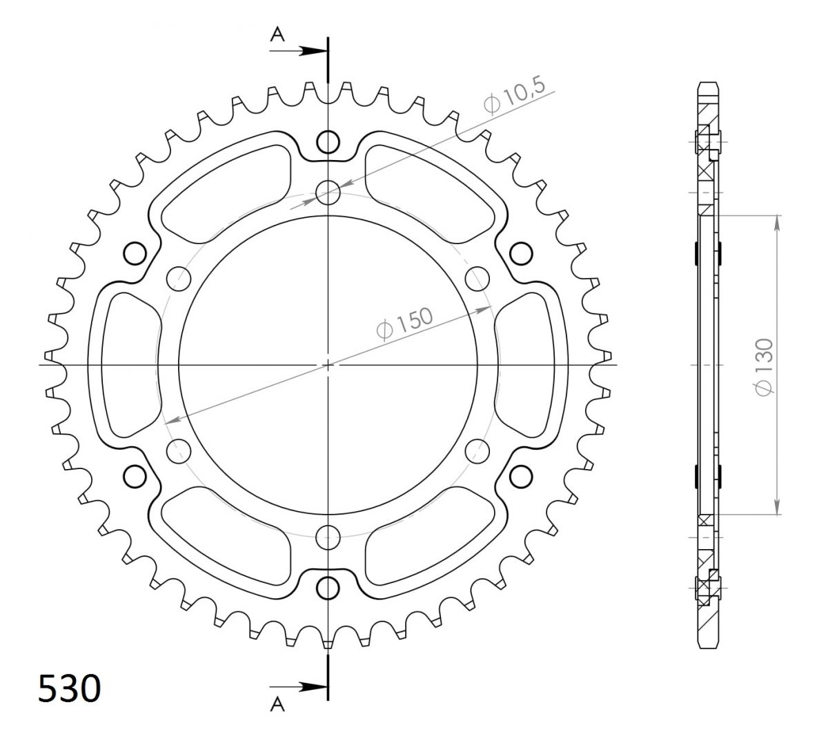 REAR STEALTH 47T, GOLD, 530