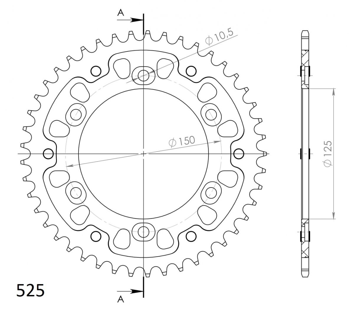 REAR STEALTH 45T, BLACK, 525