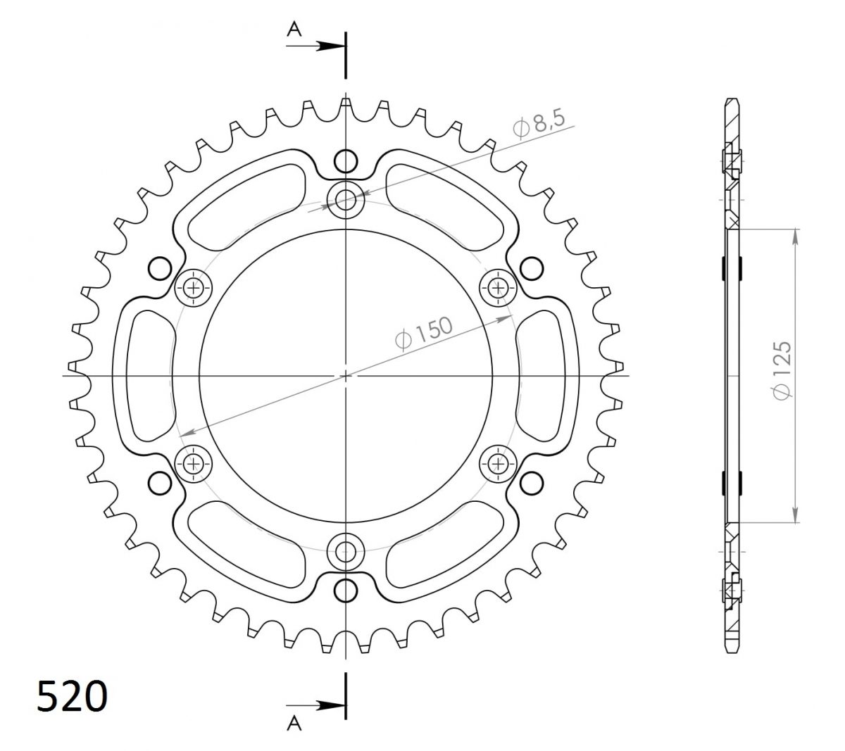 REAR STEALTH 45T, GOLD, 520