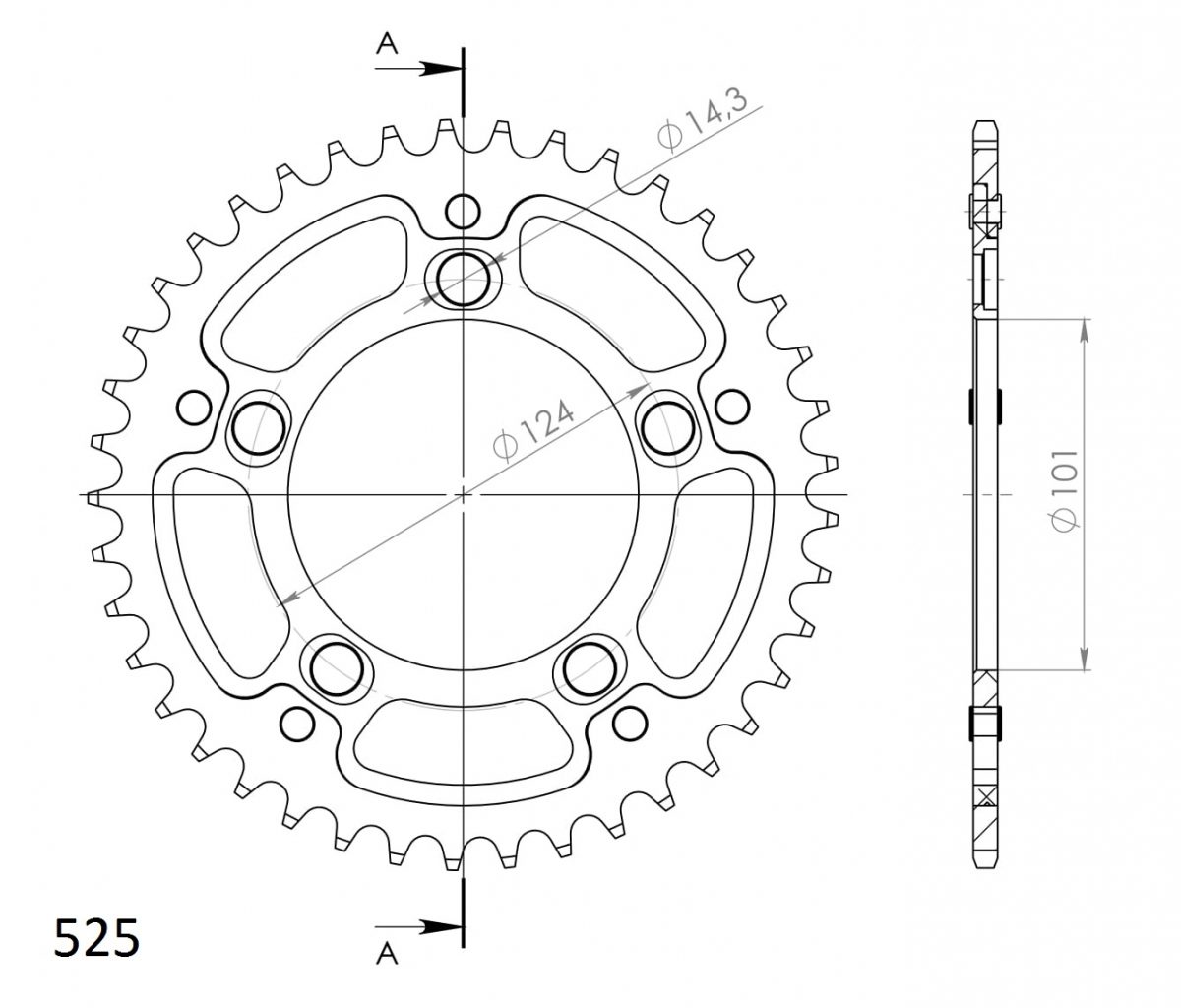 REAR STEALTH 41T, GOLD, 525