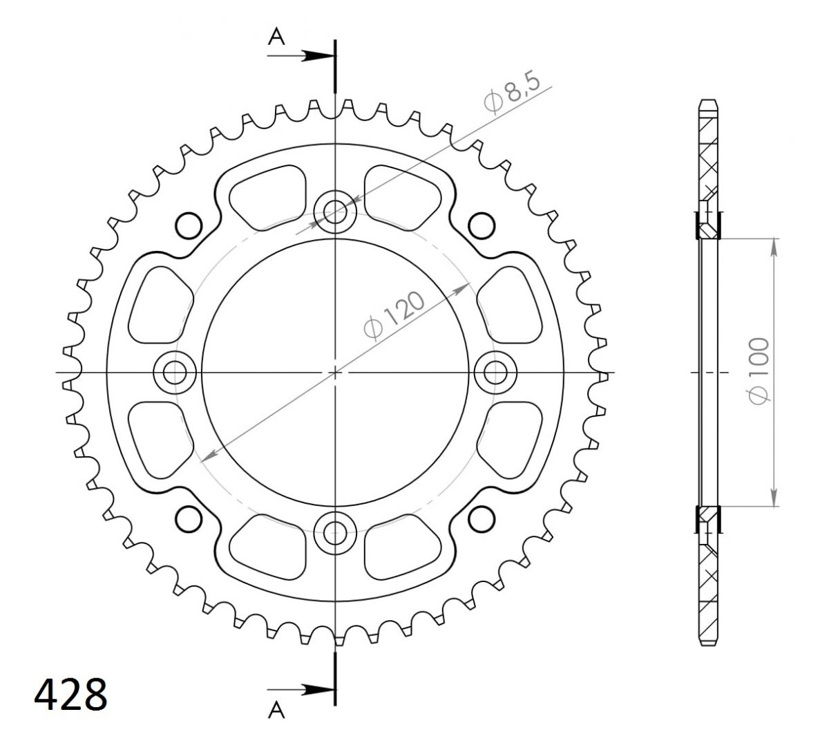 REAR STEALTH 49T, GOLD, 428