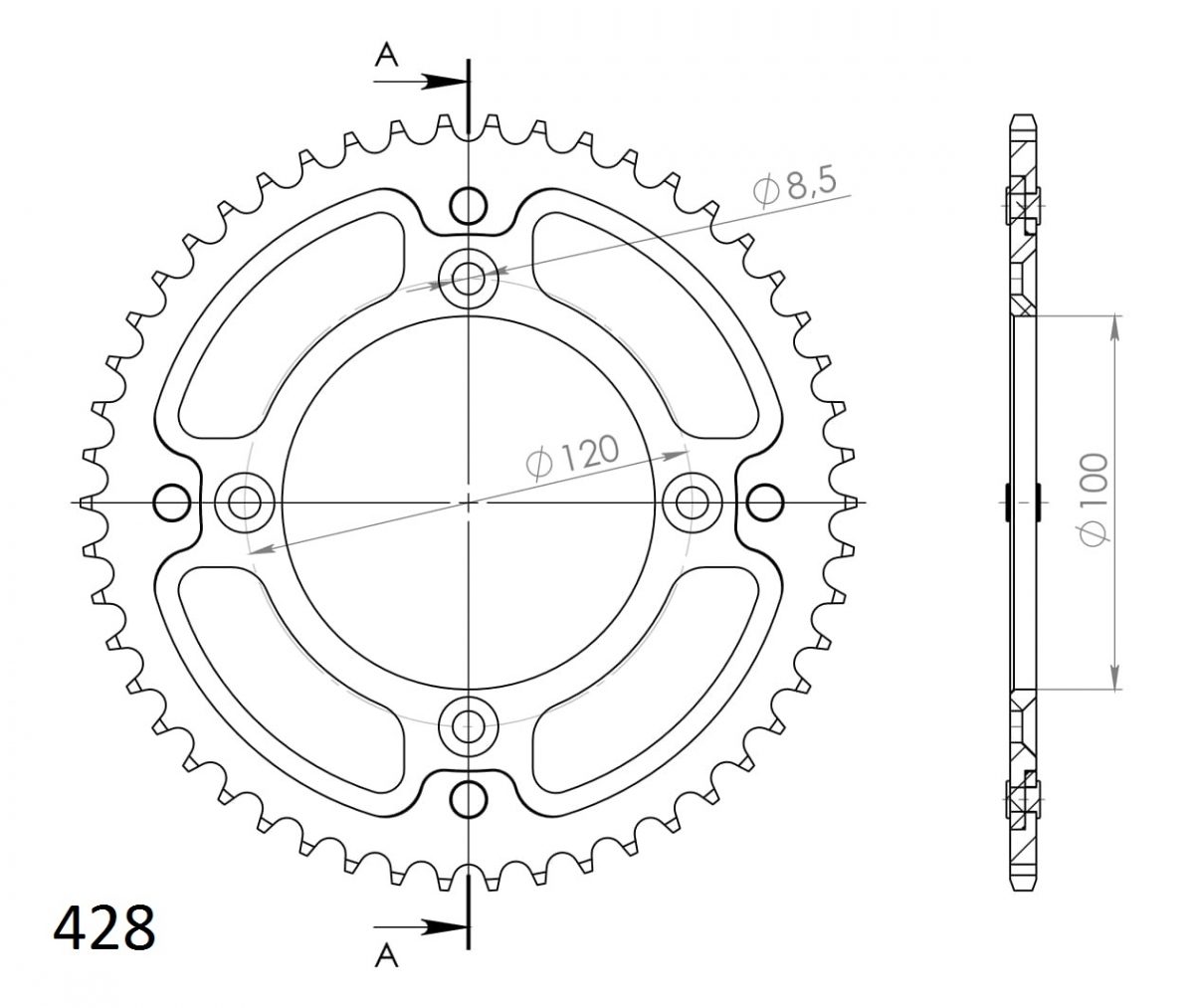REAR STEALTH 53T, GOLD, 428